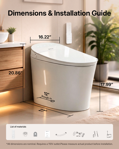 EPLO E18MAX Smart Toilet with Bidet - 1000g Power Flush AUTO Open/Close Moving Dryer
