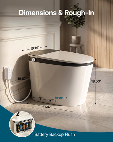EPLO U8MAX Smart Toilet with Bidet & 1000g Power Flush, UVC Water Tretment, ADA Chair Height, Auto Flush