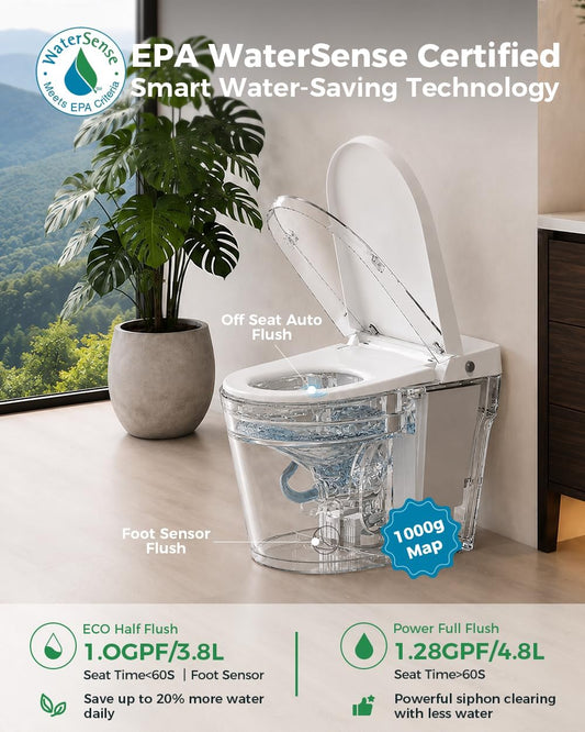 EPLO G20PRO Smart Bidet Toilet 1000g Power Flush WaterSense UVC Sanitize