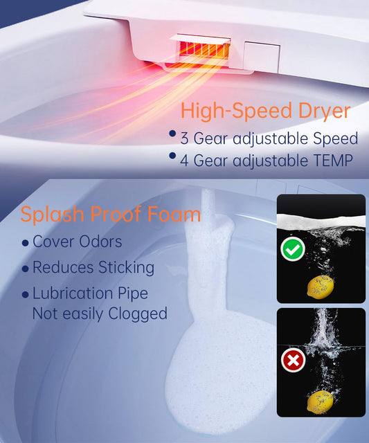 EPLO EQ7/IX7 Smart Toilet with Bidet - ADA Compliant Auto Flush Foam shield